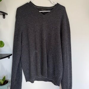 The Men's Store Dark Gray Cashmere V-Neck Sweater